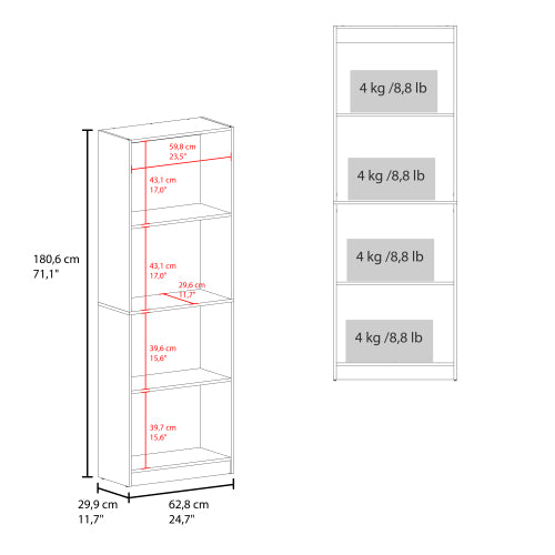 Bear Open Shelf Bookcase with 4 Shelves Natural Oak White