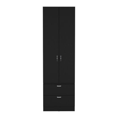76" High Armoire Wardrove Closet with 2 Drawers, Double Door Cabinet , One Shelf and Hanging Rod, Bedroom Clothes Storage Cabinet Organizer