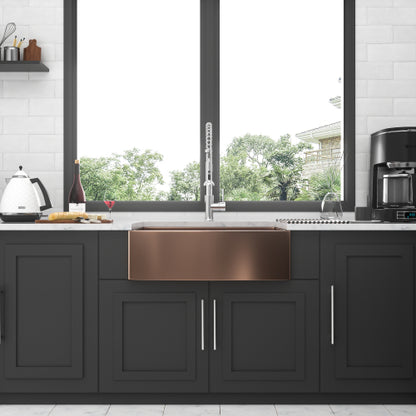 36 Rose Gold Farmhouse Sink - 36 Inch Kitchen Sink Stainless Steel 16 gauge Apron Front Kitchen Sink
