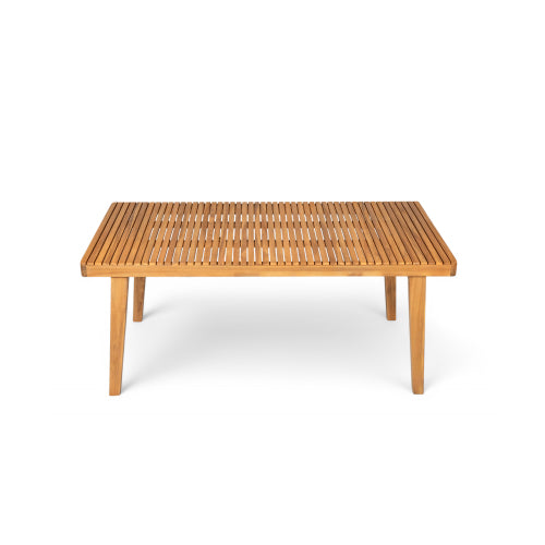 69" Acacia Wood Outdoor Dining Table with Slatted Top, 300 lbs Weight Capacity, Ideal for Patio & Garden Gatherings, Natural Color
