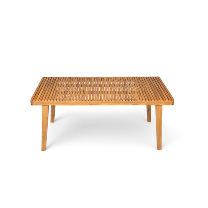 69" Acacia Wood Outdoor Dining Table with Slatted Top, 300 lbs Weight Capacity, Ideal for Patio & Garden Gatherings, Natural Color