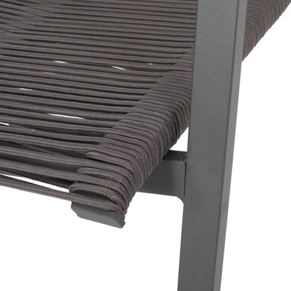 Outdoor Modern Aluminum Dining Chair with Rope Seat (Set of 2), Gray and Dark Gray