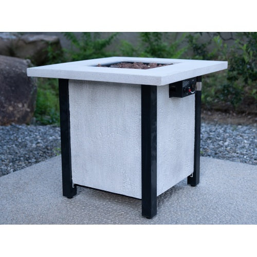 25" H Outdoor Patio Propane Gas Fire Pit Table - 50,000 BTU High-temperature-resistant carving process for environmentally friendly materials with the effect of charcoal grain