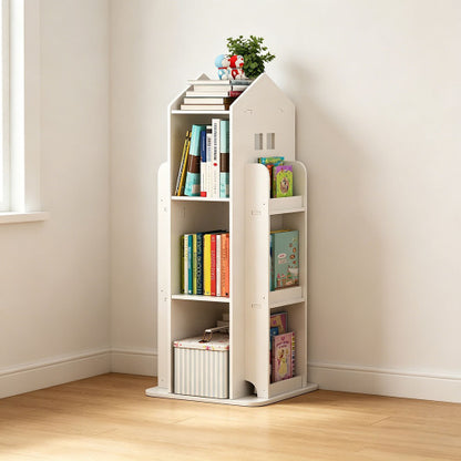 4-Tier Rotating Kids Bookshelf with 360° Swivel Base White