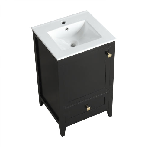 20" Bathroom Vanity with Sink, Bathroom Cabinet with Soft Closing Door, Storage Rack and A Drawer, Black