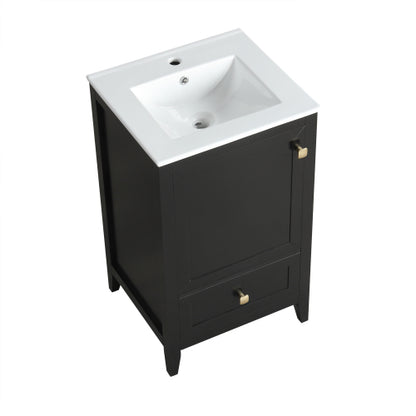 20" Bathroom Vanity with Sink, Bathroom Cabinet with Soft Closing Door, Storage Rack and A Drawer, Black