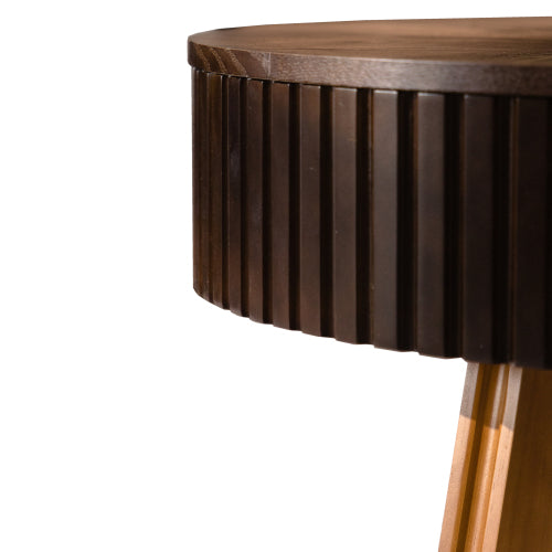 31.5inch  Retro Round Coffee Table Storage MDF Solid Wood Legs Living Room Accent Brown
