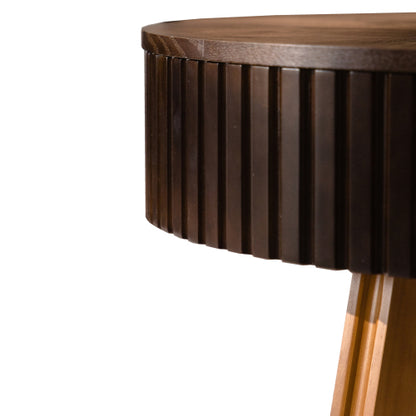 31.5inch  Retro Round Coffee Table Storage MDF Solid Wood Legs Living Room Accent Brown