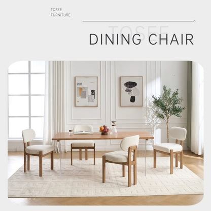 Wooden Dining Chairs Set of 2, Modern Fabric Upholstered Dining Room Chairs, Farmhouse Kitchen Chairs