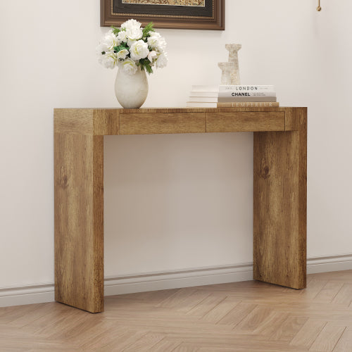 Elegant Natural Wood Grain Bar Table-50 Inches Long, a Practical Choice for Modern Homes.Wood Grain Texture Sticker,Equipped With Two Drawers.Serving As A Bar Table Or A Desk.