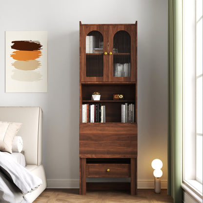 Fold Out Convertible Writing Table Multi-Functional Cabinet With Shelf Drawer Space Saving Home Office Desk