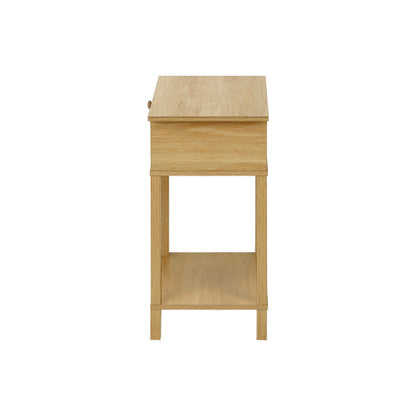 Natural Rattan Accent Table 2 Tier Storage Nightstand with Drawer