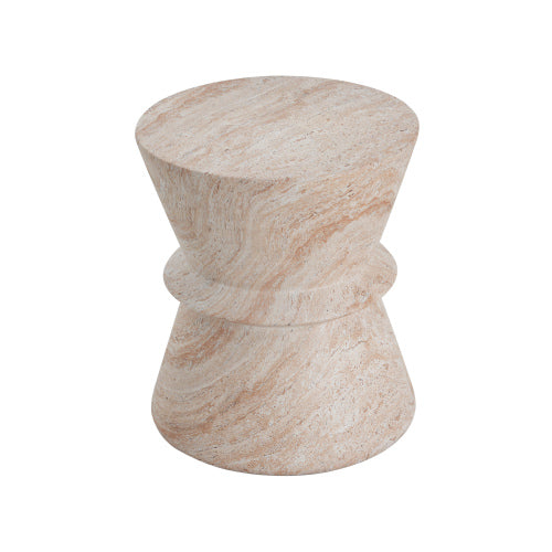 Outdoor/Indoor Lightweight Concrete Side Table,Travertine Finish