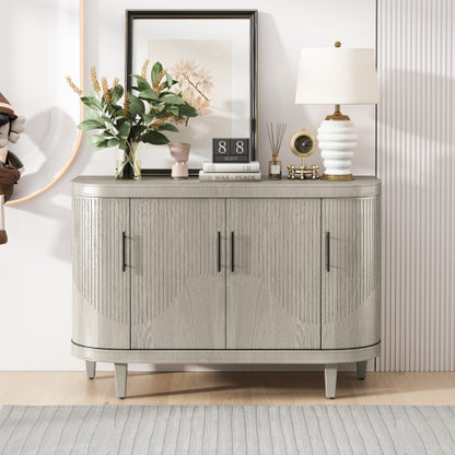 Champagne Modern Curved Four-Door Sideboard Solid Wood Leg Adjustable Shelf High Load-Bearing Home Console Cabinet
