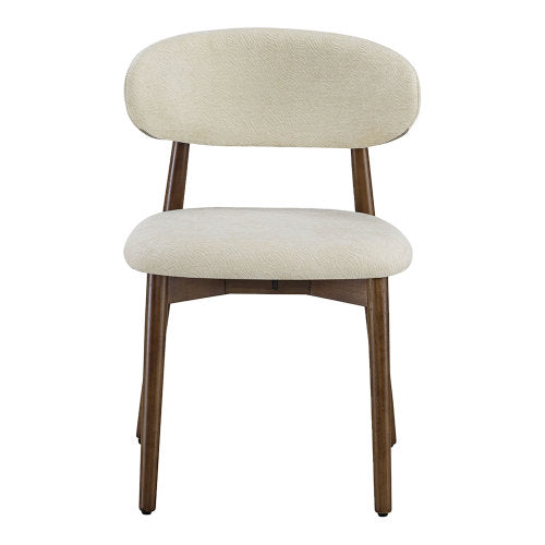 Farmhouse Chenille Dining Chairs with Solid Wood Legs, Set of 2, Beige