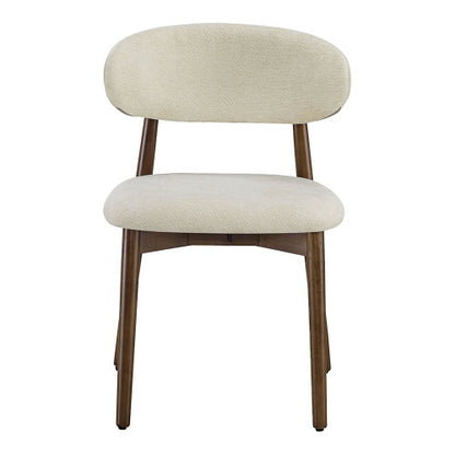 Farmhouse Chenille Dining Chairs with Solid Wood Legs, Set of 2, Beige