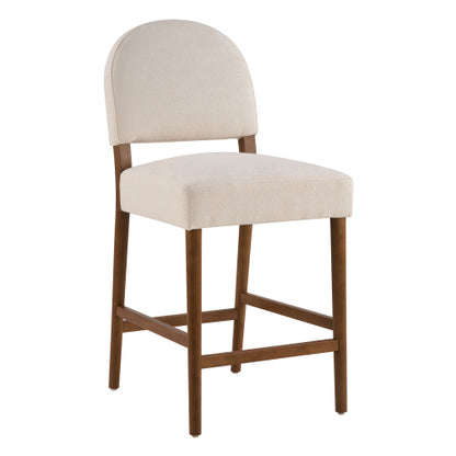 26inch  Seat Height Fabric & Rubberwood Bar Stool, Beige Upholstery with Adjustable Floor Leveler, Spacious Seat for Kitchen Island(Beige,set of 2)