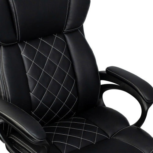 Ergonomic Executive Office Chair High Back Black Faux Leather ¨C Adjustable Height, Lumbar Support, Diamond-Stitched Padding, Swivel Desk Chair w/Armrests & Tilt Recline for Home Office