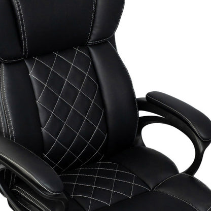 Ergonomic Executive Office Chair High Back Black Faux Leather ¨C Adjustable Height, Lumbar Support, Diamond-Stitched Padding, Swivel Desk Chair w/Armrests & Tilt Recline for Home Office