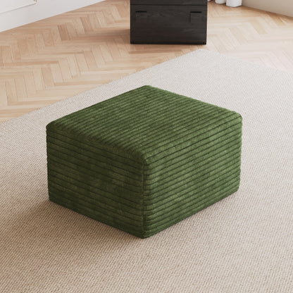 Green Plush Corduroy Sofa Ottoman with No Assembly Design