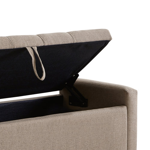 Ottoman with Storage, Storage Ottoman Bench with Safety Hinge 350 lbs Weight, Upholstered Entryway Bench with Seating for Bedroom, Living Room - LINEN