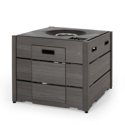 Outdoor 31" WPC Base Square Propane Fire Pit - 40,000 BTU, Grey