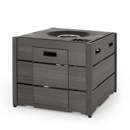 Outdoor 31" WPC Base Square Propane Fire Pit - 40,000 BTU, Grey