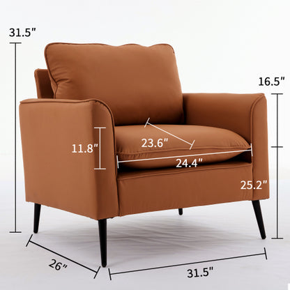 Cat-Paw Faux-Leather Single Accent Sofa Chair Nordic Retro Light-Luxury Side Chair for Living-Room Balcony Bedroom