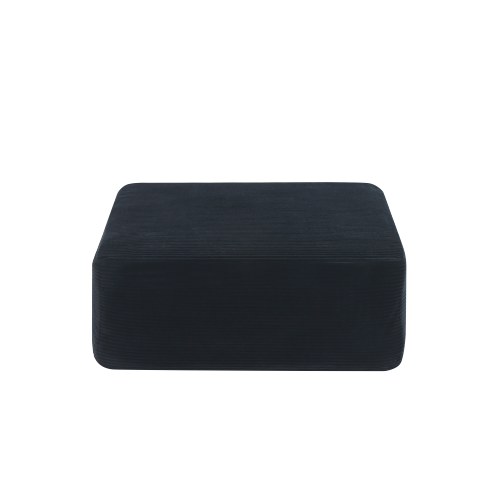 Black Corduroy Modular Ottoman with Soft Fabric Design