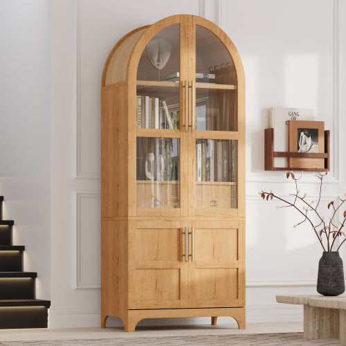 71 Inch Tall Arched Farmhouse Glass Door Kitchen Pantry Storage Cabinet