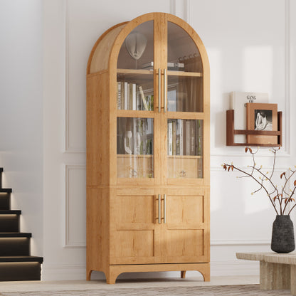 71 Inch Tall Arched Farmhouse Glass Door Kitchen Pantry Storage Cabinet