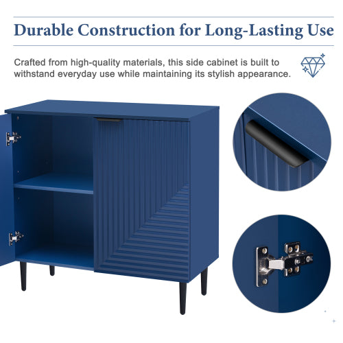 Modern Geometric Door Side Cabinet Home Accent Storage Cabinet With Metal Legs Adjustable Shelf & Anti-Tipping Device