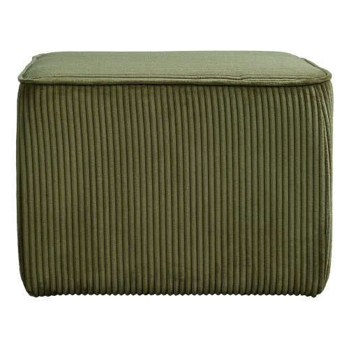 Square Corduroy Ottoman with Foam Padding, Olive Green