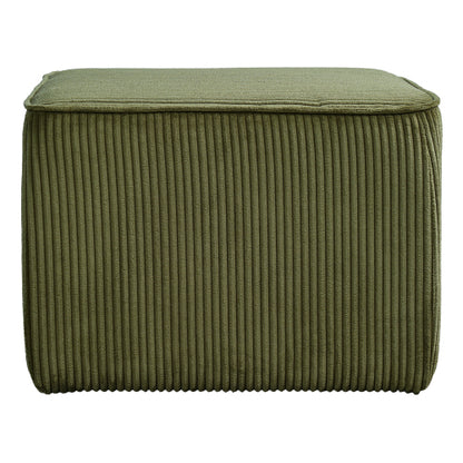 Square Corduroy Ottoman with Foam Padding, Olive Green