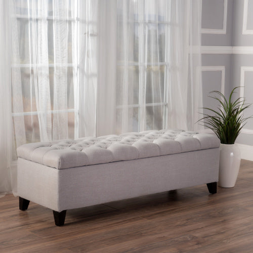 51 Inch Contemporary Tufted Storage Ottoman Bench, Diamond Stitch Upholstered Footrest with Soft Close Pressure Hinges