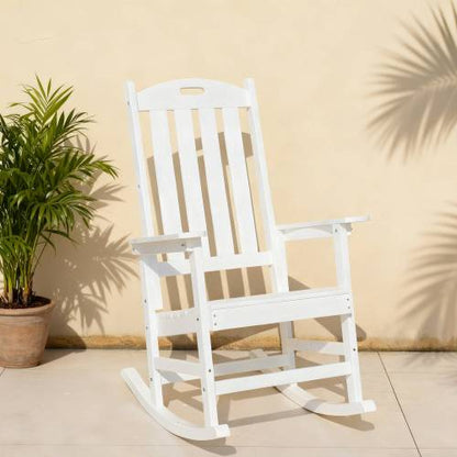 Rocking chair white color, suitable for all seasons: Outdoor lounge chair, made of sturdy HIPS material