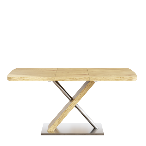 47.25inch-63inch Extendable Dining Table with Metal Base, Seats 4-6, Natural Wood