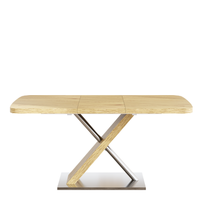 47.25inch-63inch Extendable Dining Table with Metal Base, Seats 4-6, Natural Wood