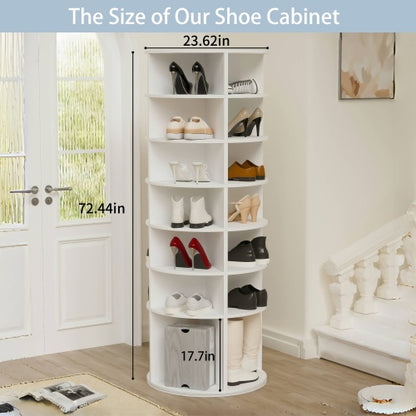 7 Tier 360 Degree Rotating Shoe Rack Tower Large Capacity Free Standing Shoe Organizer