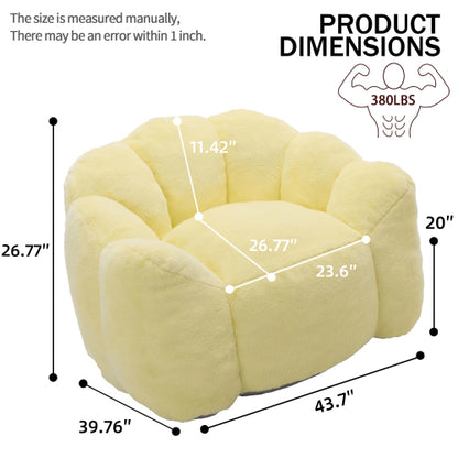 Yellow Lotus-Shape Compression Bean Bag Sofa with Pull Ring, No Assembly