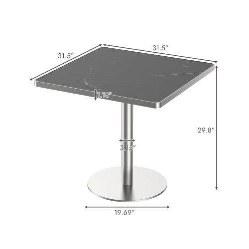 31.5 Inch Square Snow Mountain Stone Dining Table, Modern Tulip Table with Gold Stainless Steel Support Base