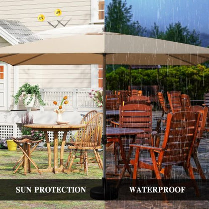 Rectangle Patio Umbrella with Crank Lift , Beige (Base not included)