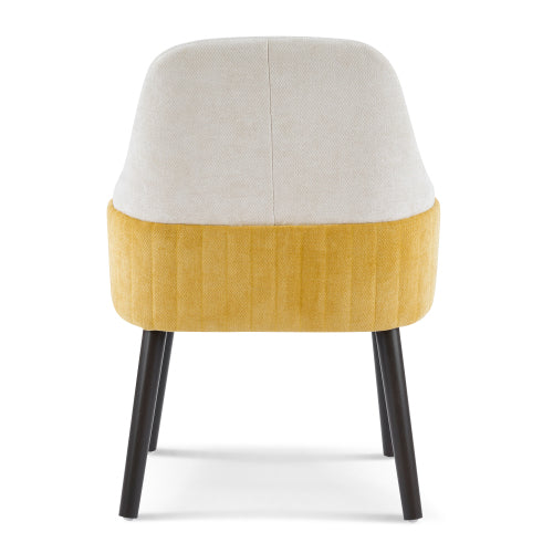 Set of 2 Beige & Yellow Two-Tone Fabric Dining Armchairs, Modern Accent Chairs for Dining Room