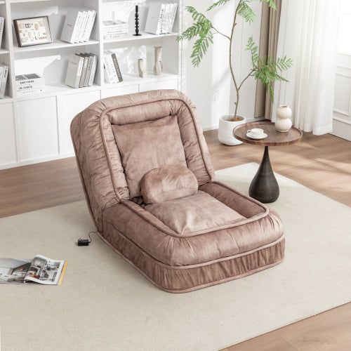 Human-Size Upholstered Dog-Style Floor Sofa,5-Position Adjust & Massage Pillow