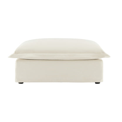 Cream Chenille Upholstered Ottoman Sofa, Removable Washable Covers, High-Density Foam Modular Seating for Living Room