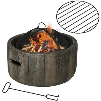Woodgrain Design Outdoor Fire Pit,Metal Wood Burning Fireplace with Spark Cover