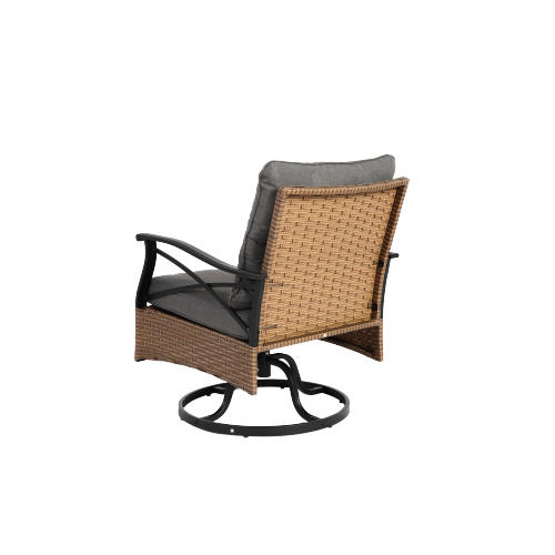 Outdoor Swivel Rocker Chairs Set 3 Piece with 1 Table and 2 Rocking & Swivel Chairs Support 350lbs Brown Wicker Outdoor Furniture Patio Conversation Set