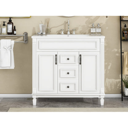36'' Bathroom Vanity with Top Sink, Modern Bathroom Storage Cabinet with 2 Soft Closing Doors and 2 Drawers, Single Sink Bathroom Vanity