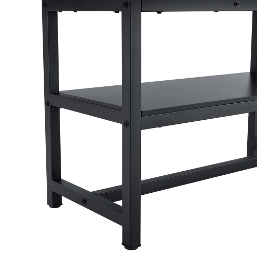 71-Inch Modern Two-Tone Dining Table with Storage Shelf for 6-8