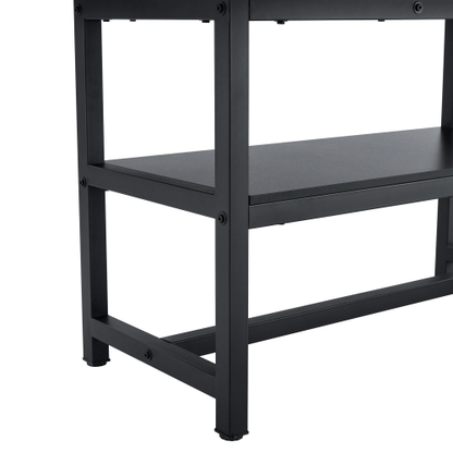 71-Inch Modern Two-Tone Dining Table with Storage Shelf for 6-8